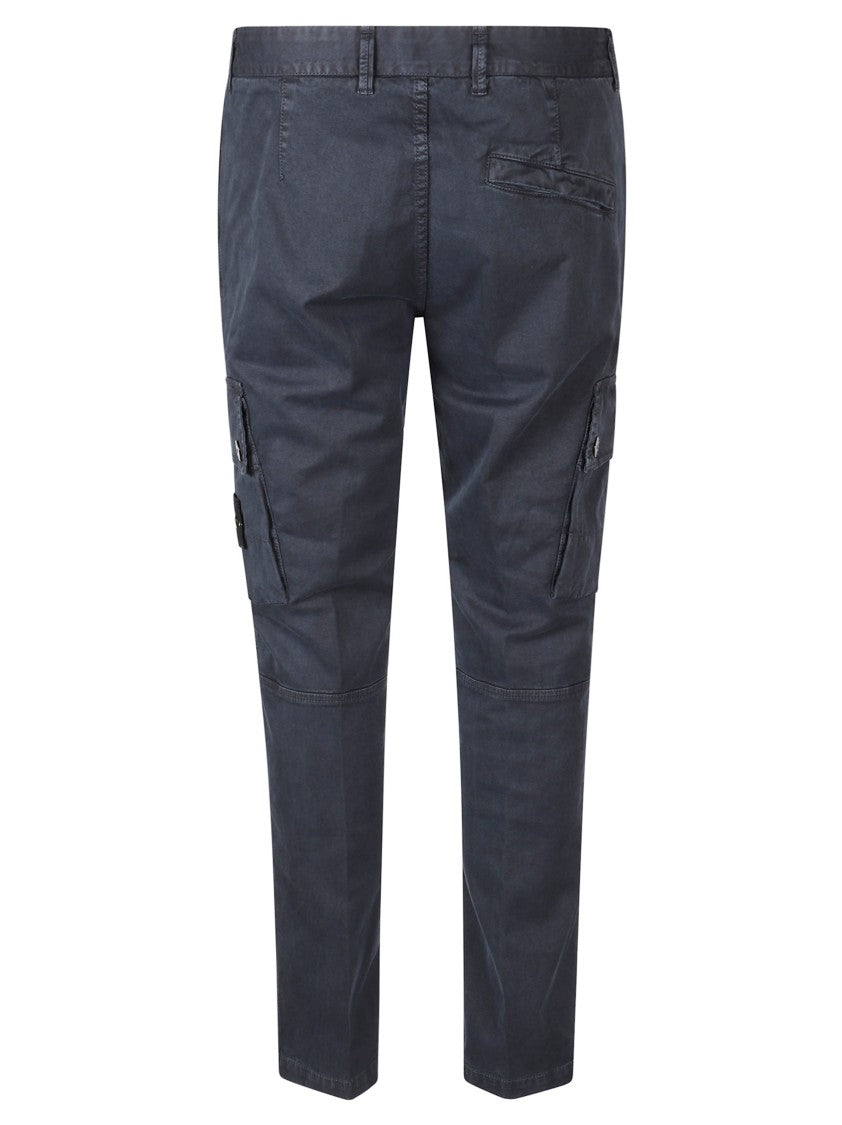 Stone Island Slim-Fit Blue Cargo Trousers With Tapered Leg And Logo Patch