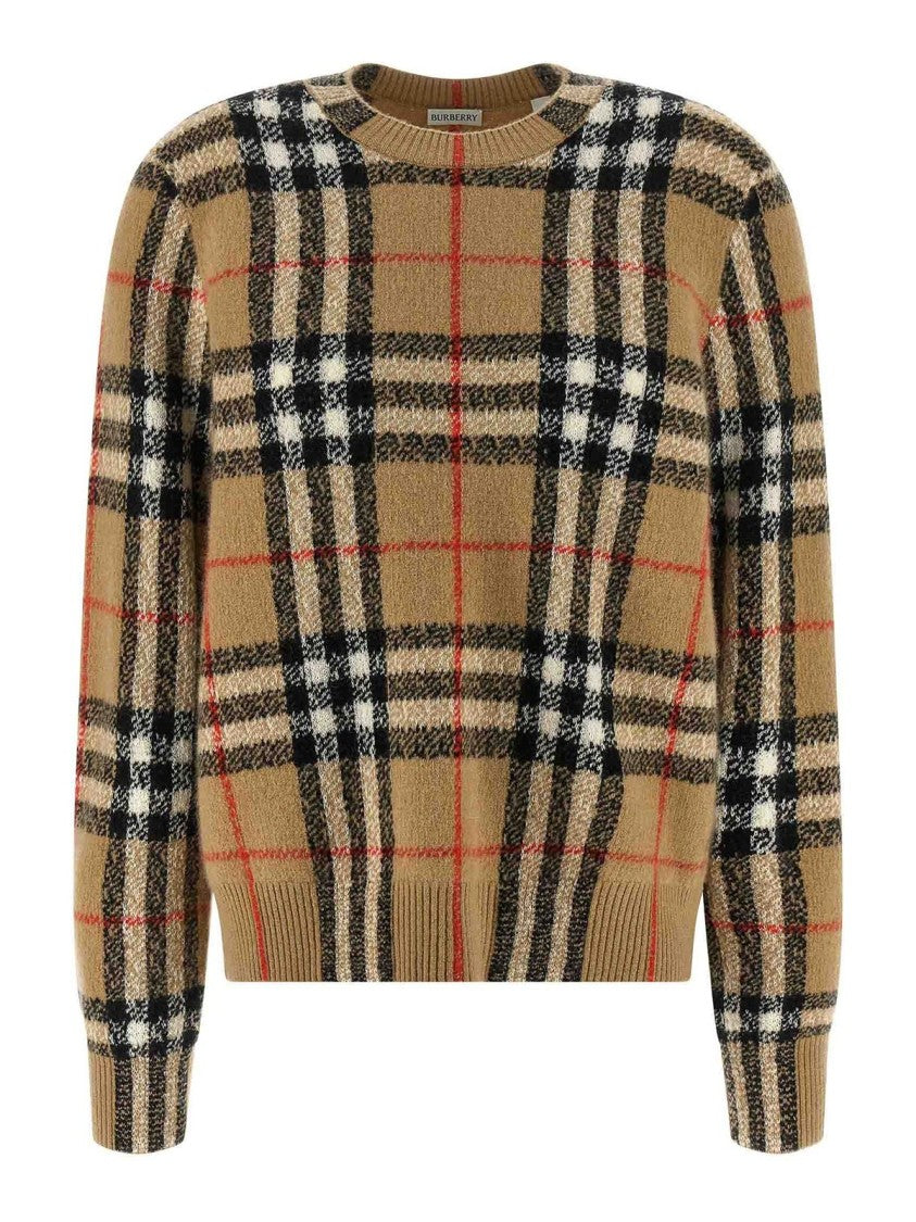 Burberry Cashmere-Wool Blend Sweater With Classic Check Pattern