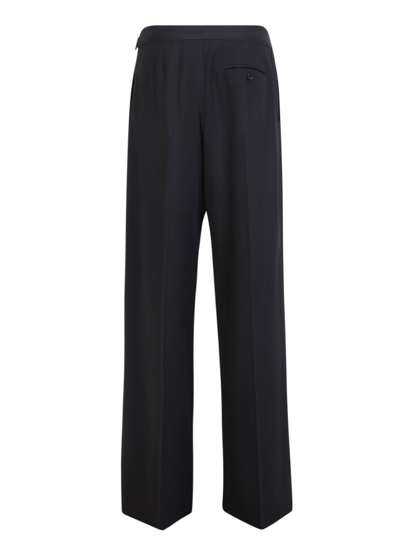Msgm Black Wide-Leg Trousers