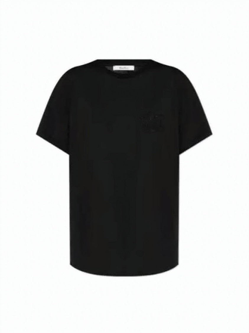 Max Mara Relaxed-Fit Black T-Shirt With Subtle Logo Detail