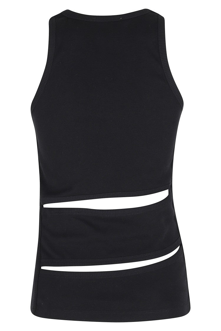 Coperni Black Spiral Asymmetrical Cut-Out Cotton Tank Top