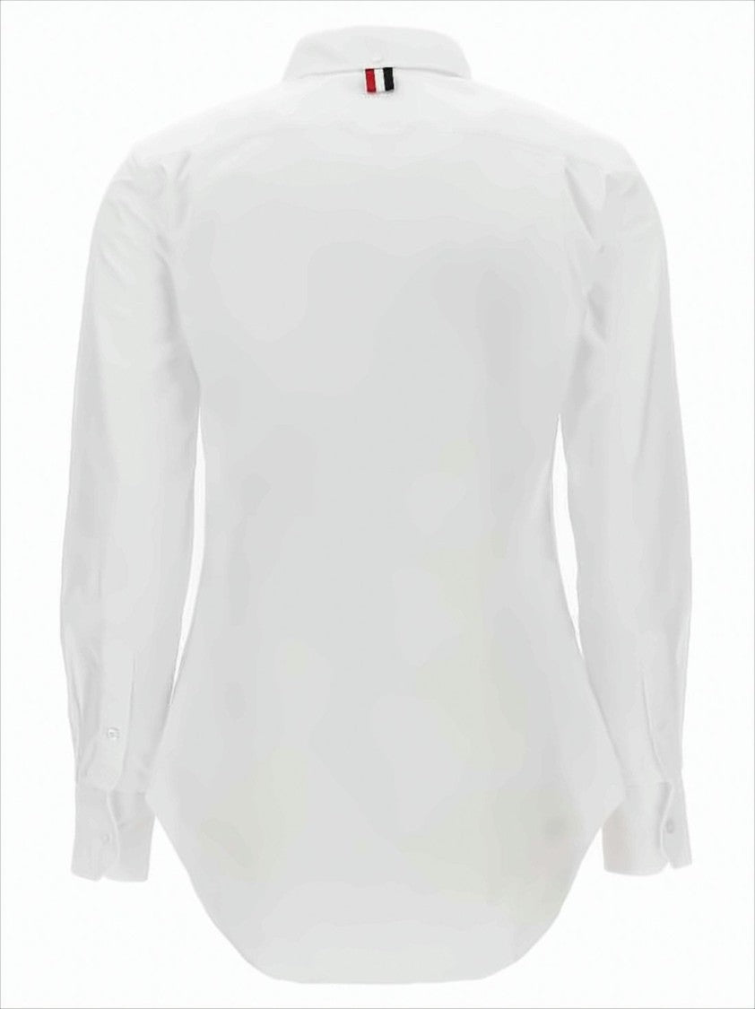Thom Browne Classic Button-Down Shirt With Crisp Collar And Curved Hem