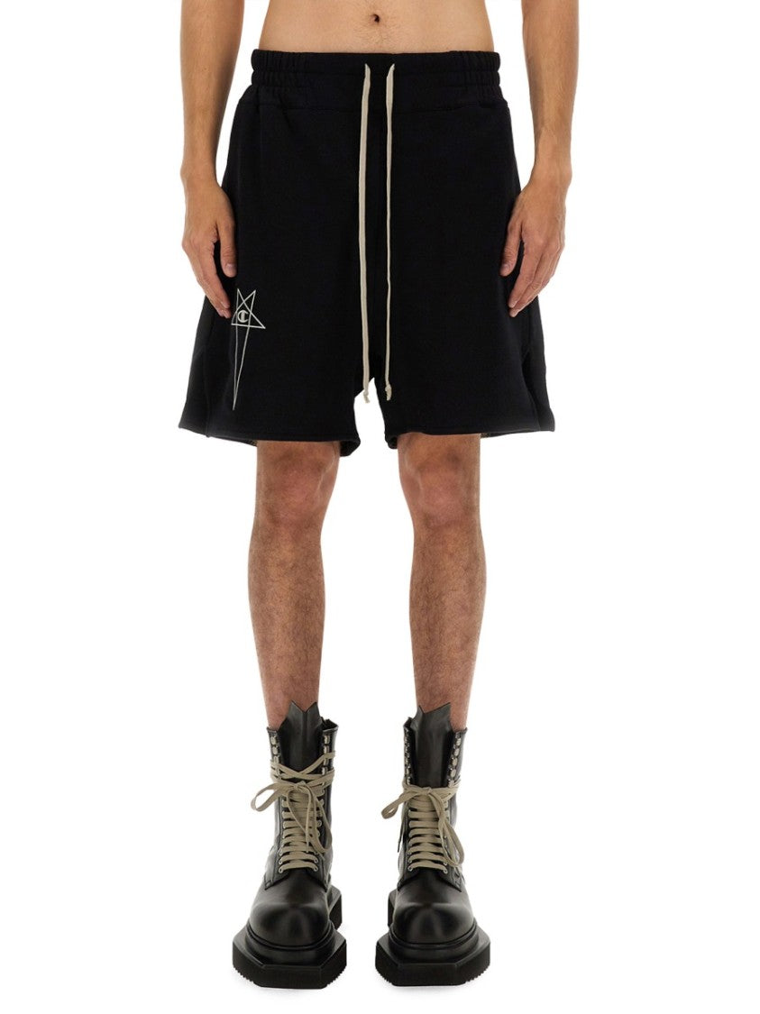 Champion X Rick Owens Relaxed-Fit Black Cotton Shorts