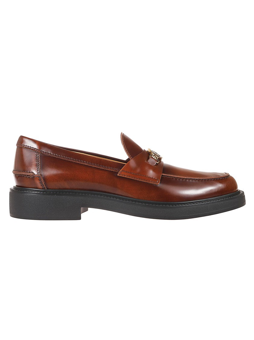 Tod's Moccasin Shoes With Decorative Emblem And Rubber Sole