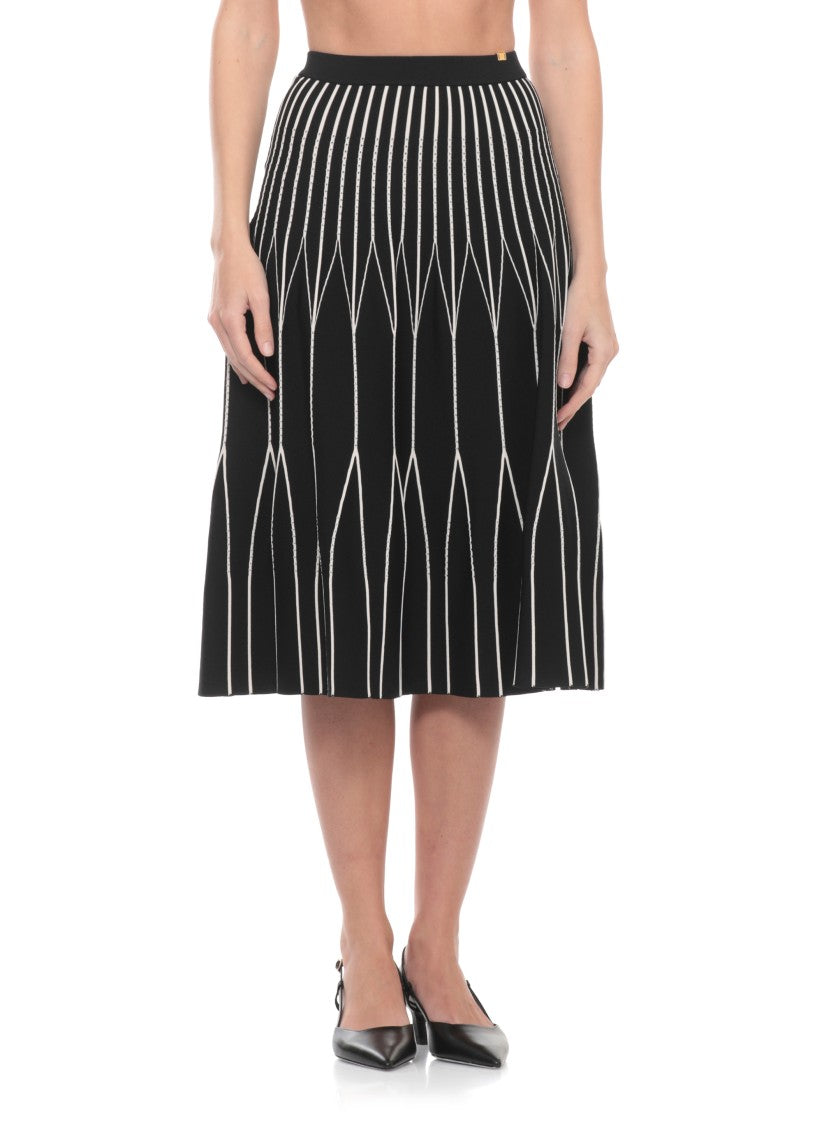 Elisabetta Franchi Knee-Length Viscose Skirt With Geometric Pattern And Elastic Waistband