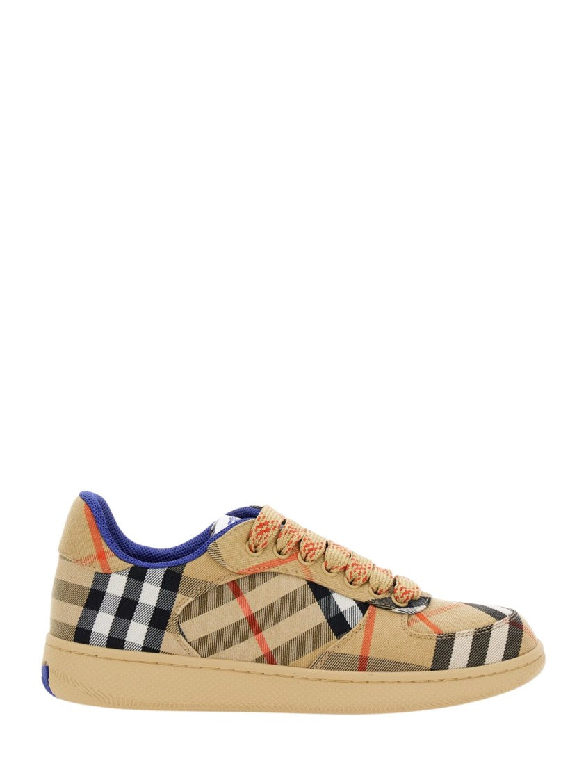 Burberry Beige All-Over Check Technical Sneakers