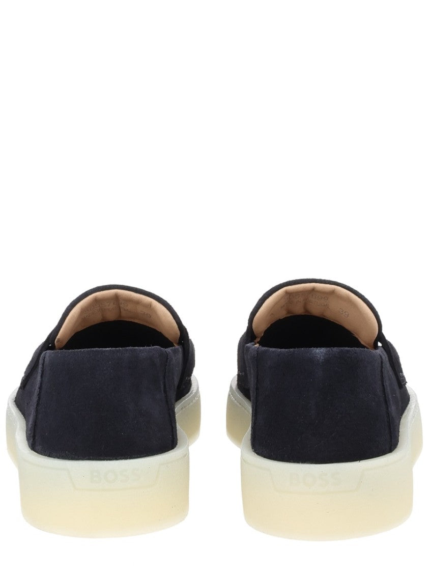 Boss Kieran Black Suede Contrast Loafers