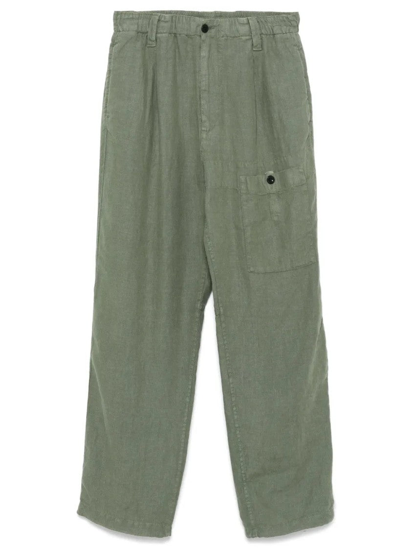 C.P. Company Relaxed Fit Green Linen Trousers