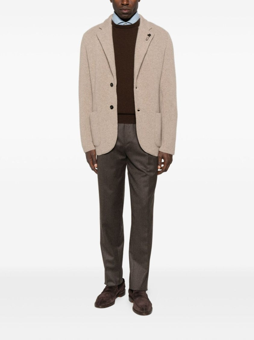 Lardini Beige Cashmere Blazer With Tailored Fit