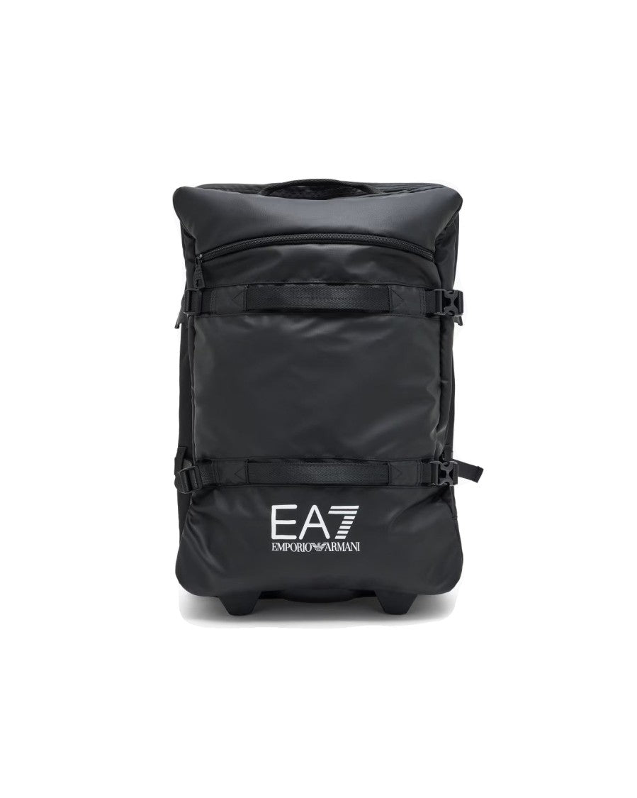 Ea7 Emporio Armani Black Polyestere Trolley With Extendable Handle And Internal Dividers