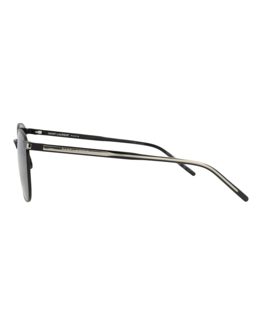 Saint Laurent Round-Frame Metal Sunglasses With Resin Temples And Adjustable Nosepads