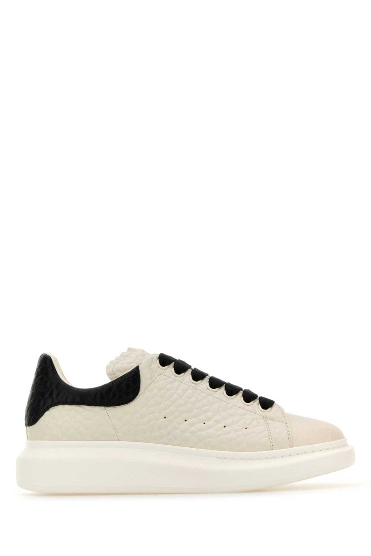 Alexander Mcqueen Ivory Leather Sneakers With Black Leather Heel