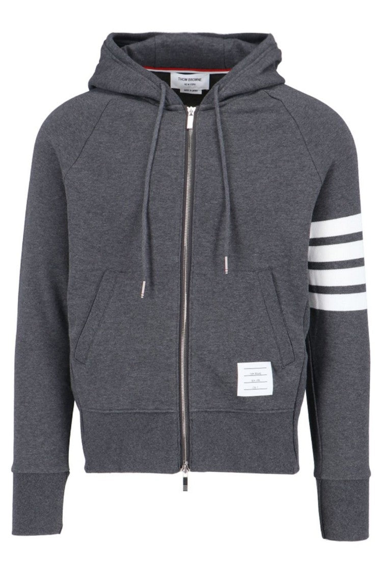 Thom Browne Zip-Up Hoodie With Striped Sleeves