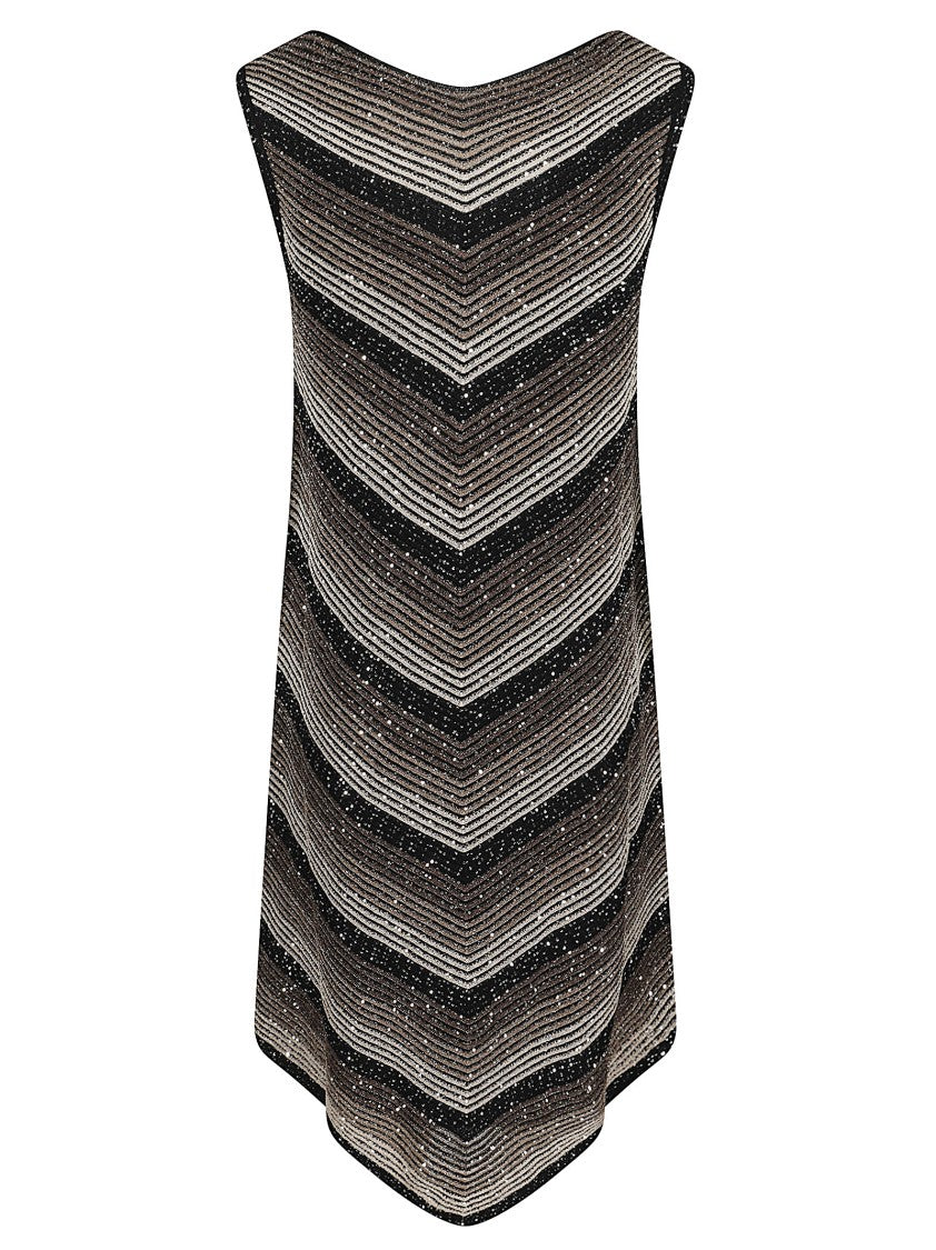 D. Exterior Chevron Knit Midi Dress With Sublime Shimmer