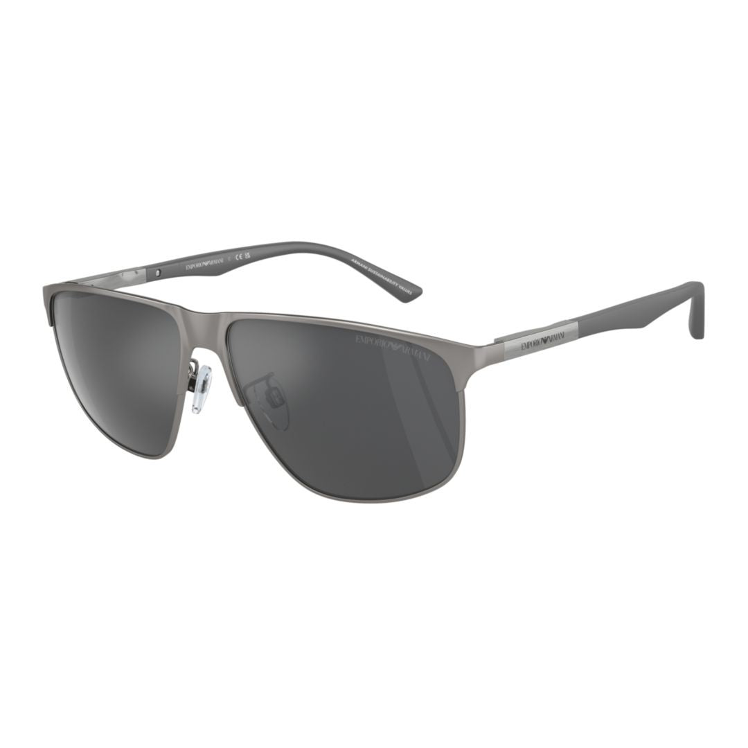 Emporio Armani 2094 Sole Rectangular Frame Sunglasses With Metallic Finish