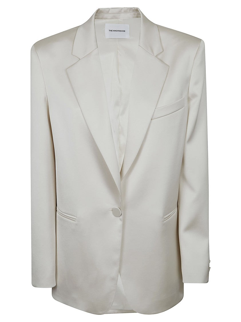 The Andamane Oversized Satin Blazer With Peak Lapels And Structured Silhouette