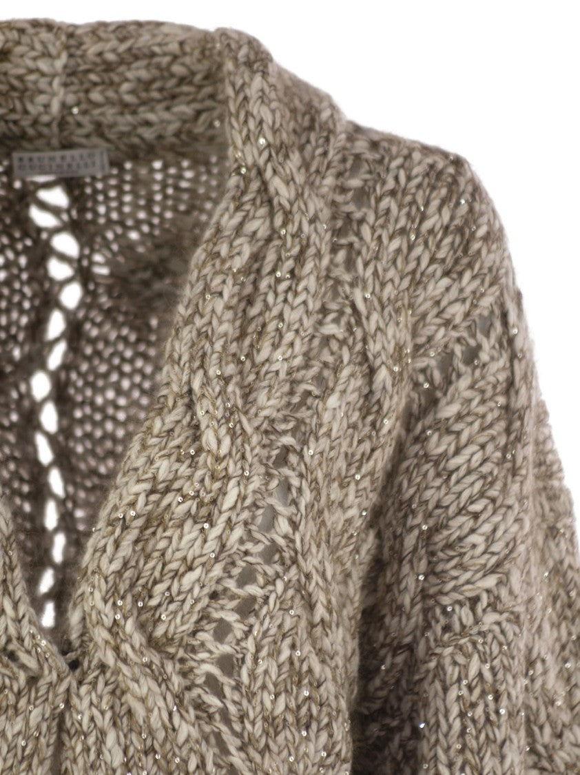 Brunello Cucinelli Dazzling Chiné Cardigan In Soft Wool, Cashmere