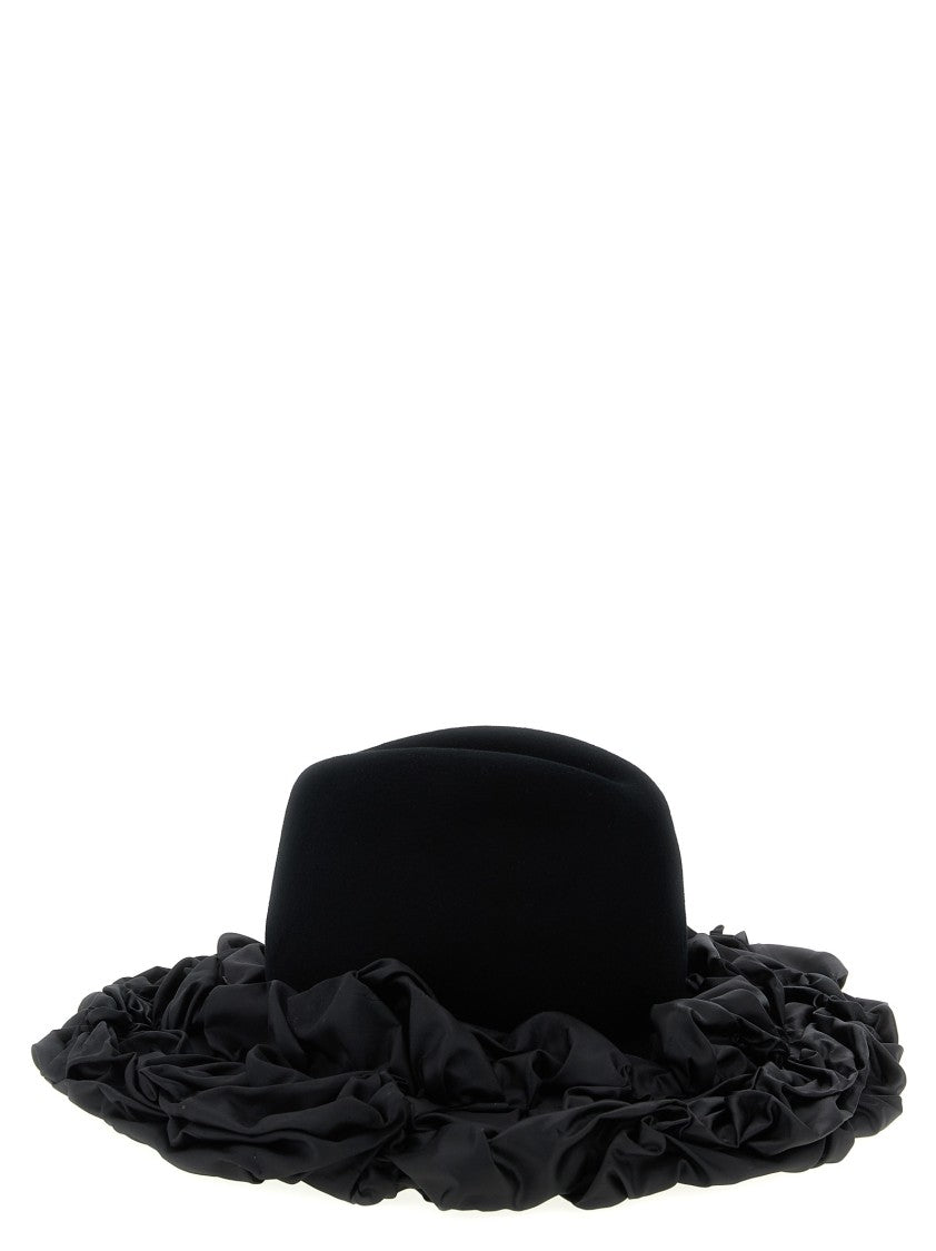 Comme Des Garçons Wool Fedora Hat With Ruffled Brim