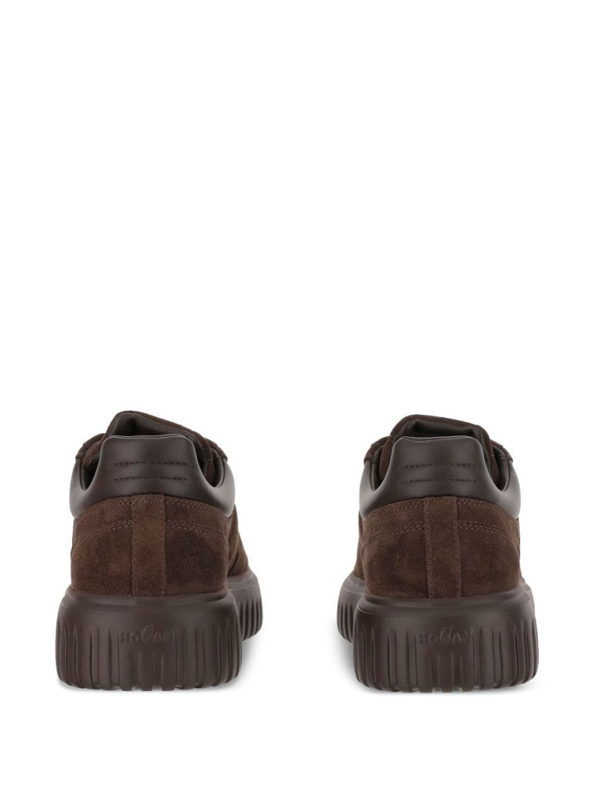 Hogan Brown Suede Sneakers With Padded Collar