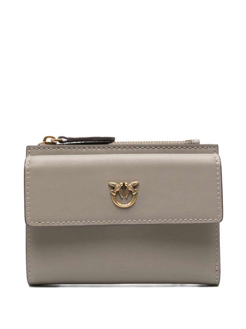 Pinko Beige Vitello Leather Wallet With Flap Closure