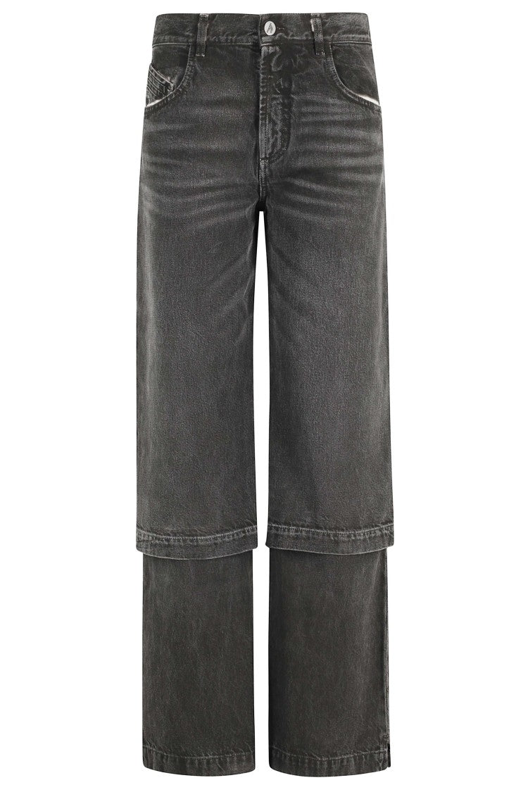 The Attico Black Cargo Wide-Leg Cotton Jeans