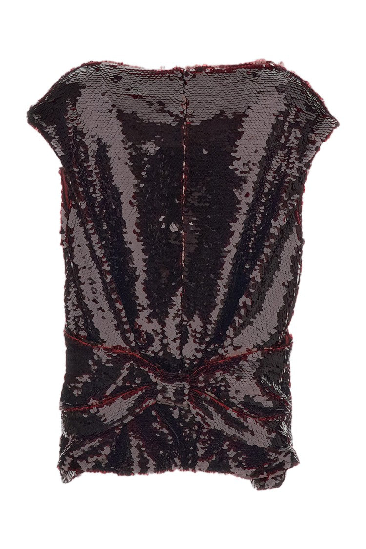 Simone Rocha Dark Red Boxy Peplum Sequin Tank Top