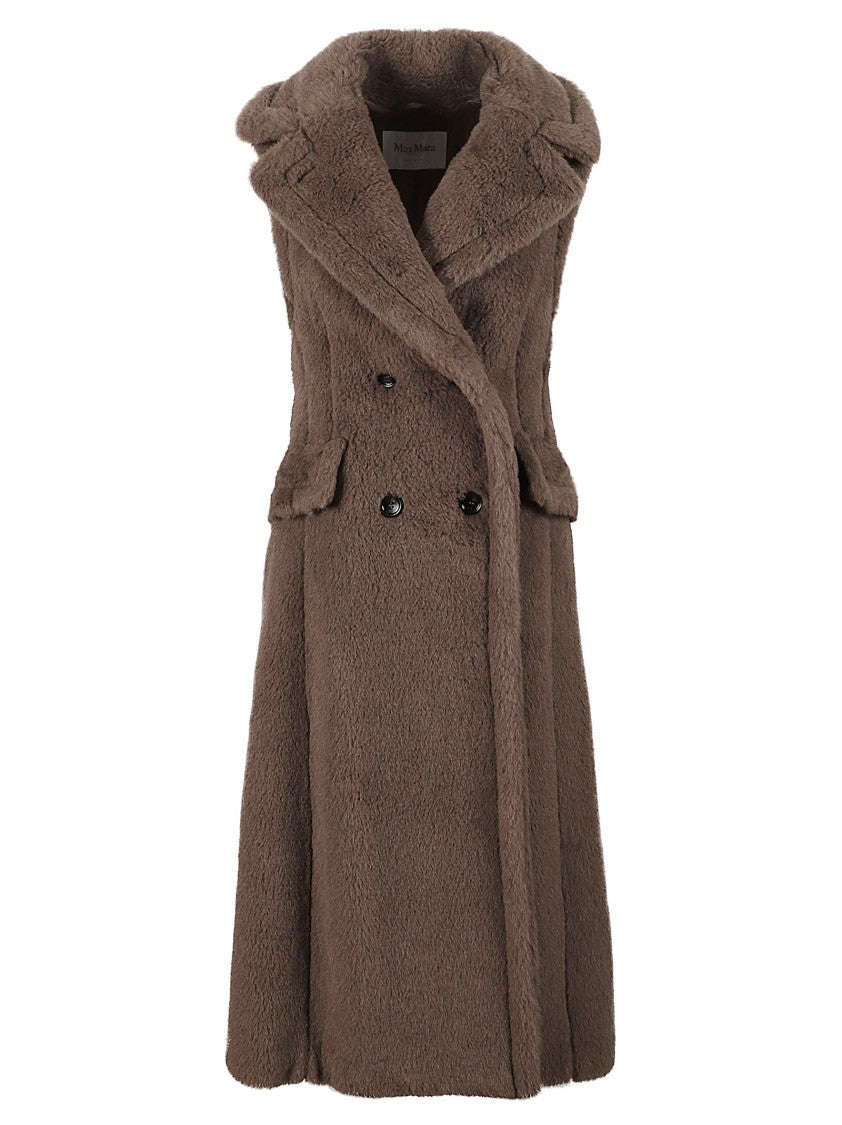 Max Mara Sleeveless Double-Breasted Coat With Flared Silhouette