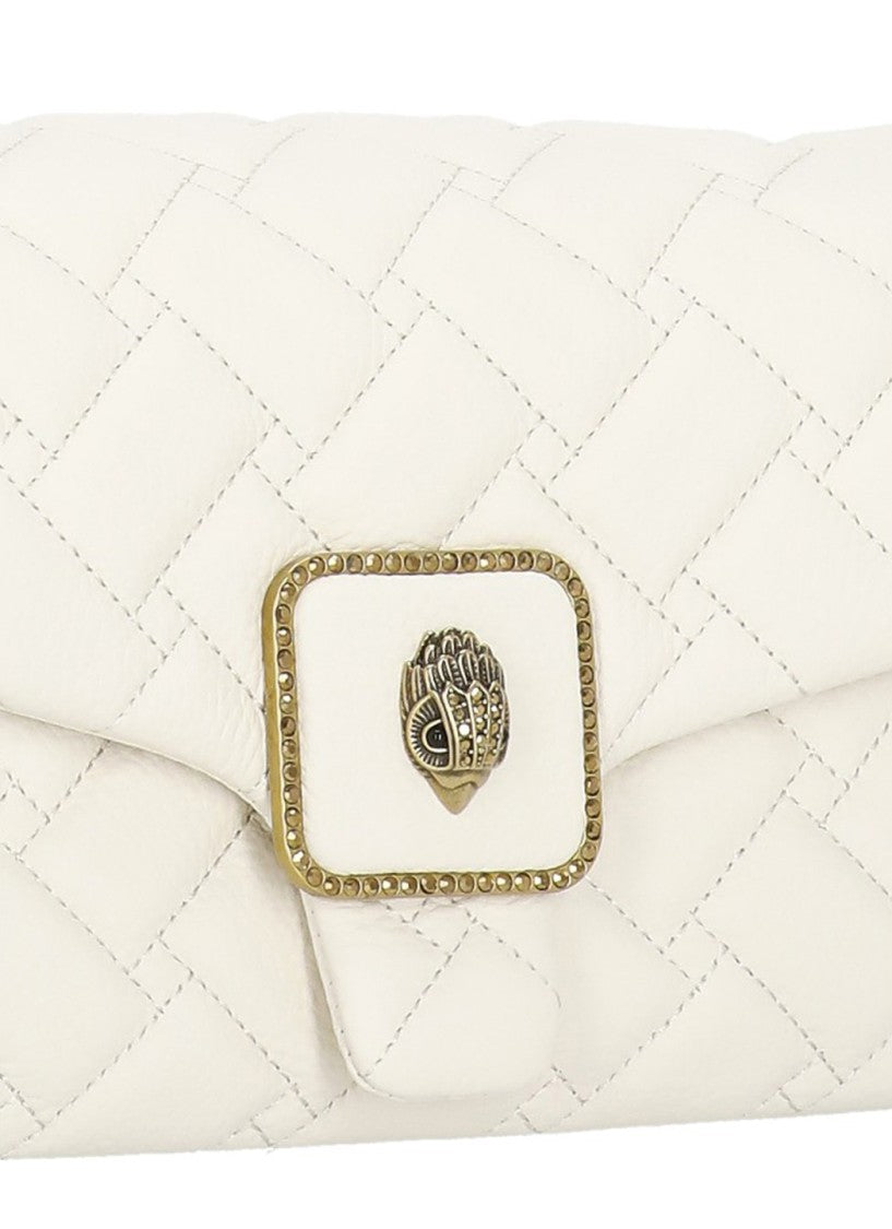 Kurt Geiger Quilted Ivory Mini Shoulder Bag With Eagle Head Detail