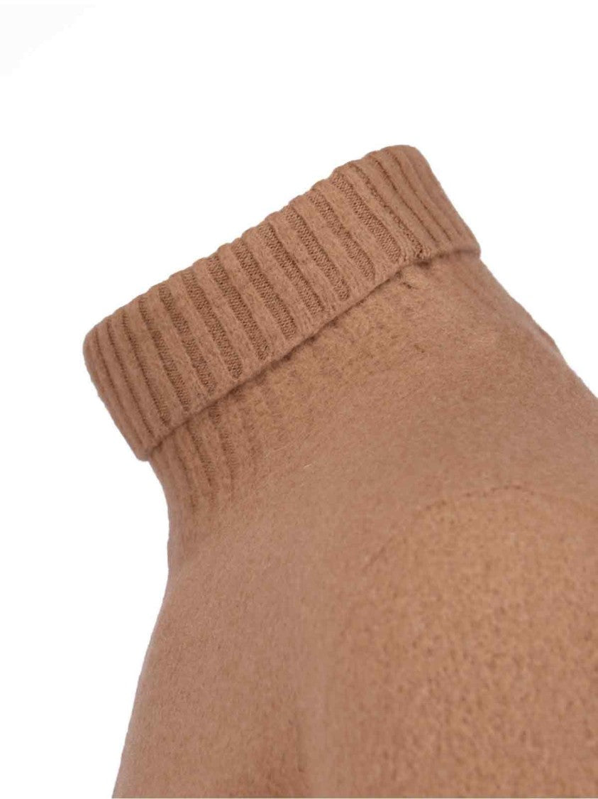 Drumohr High Neck Sweater In Brown Wool Ribbed