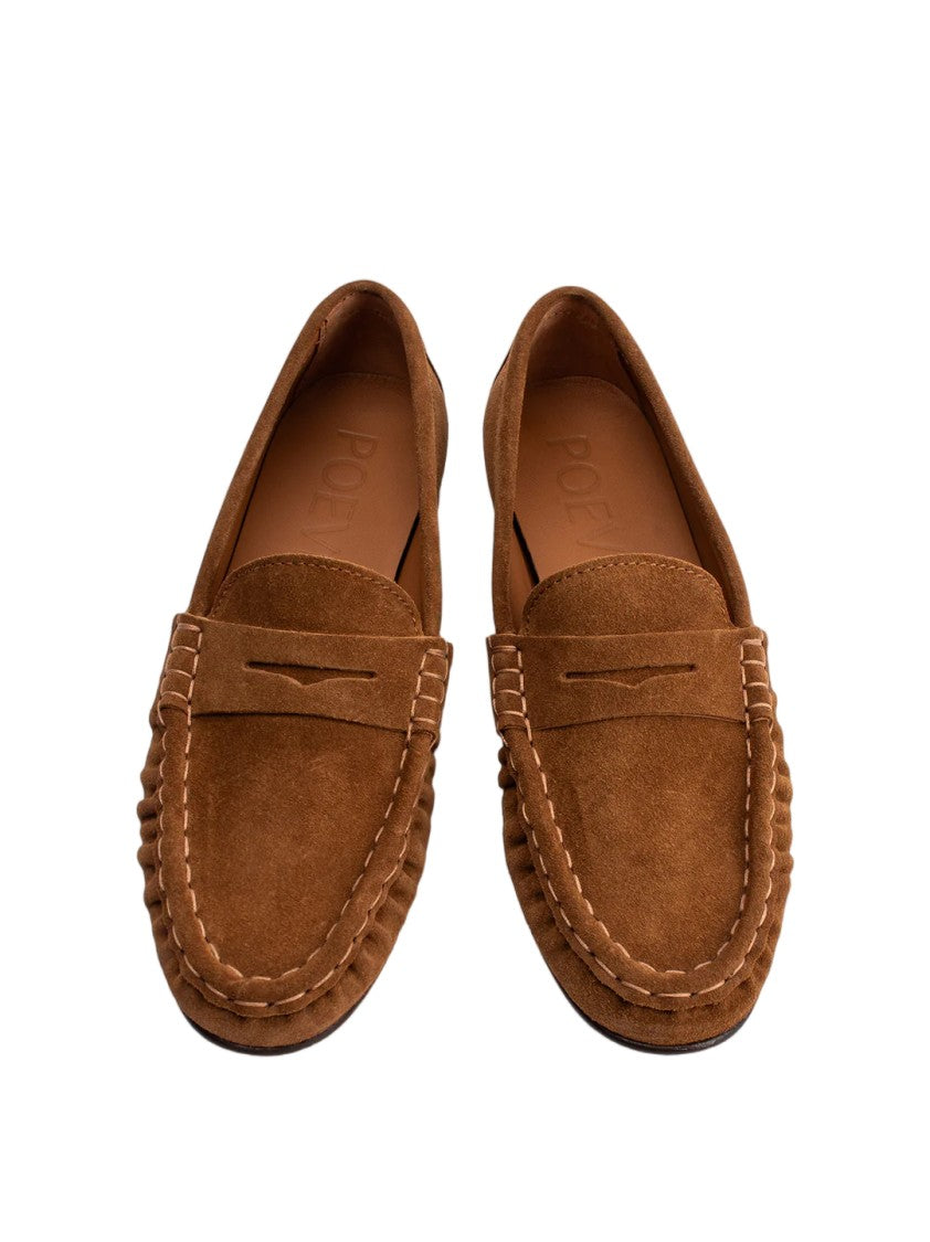 Poeve Hand-Stitched Gathered Suede Moccasins