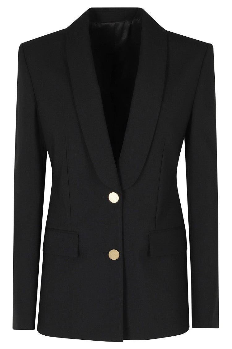 Alberta Ferretti Black Tropical Wool Gold Buttons Viscose-Blend Blazer