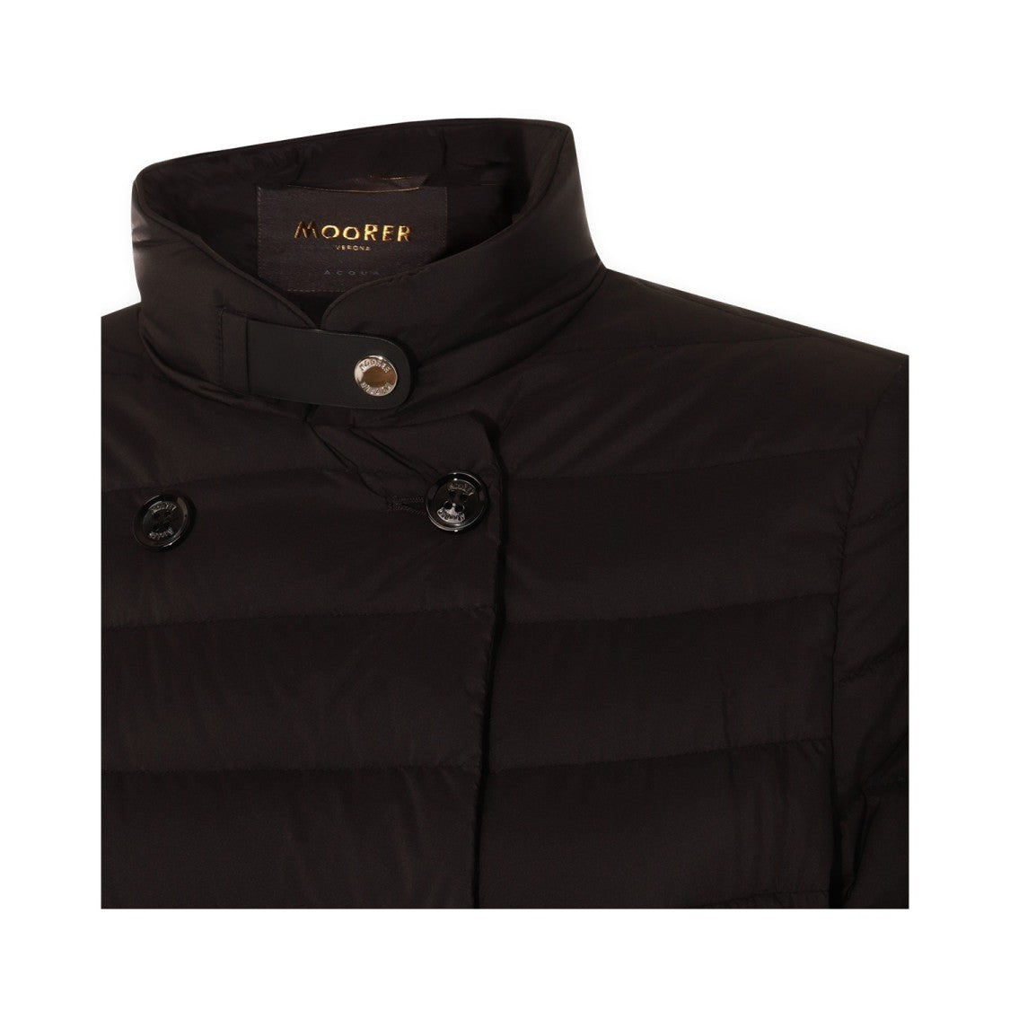Moorer Quilted Black Down Coat With High Collar