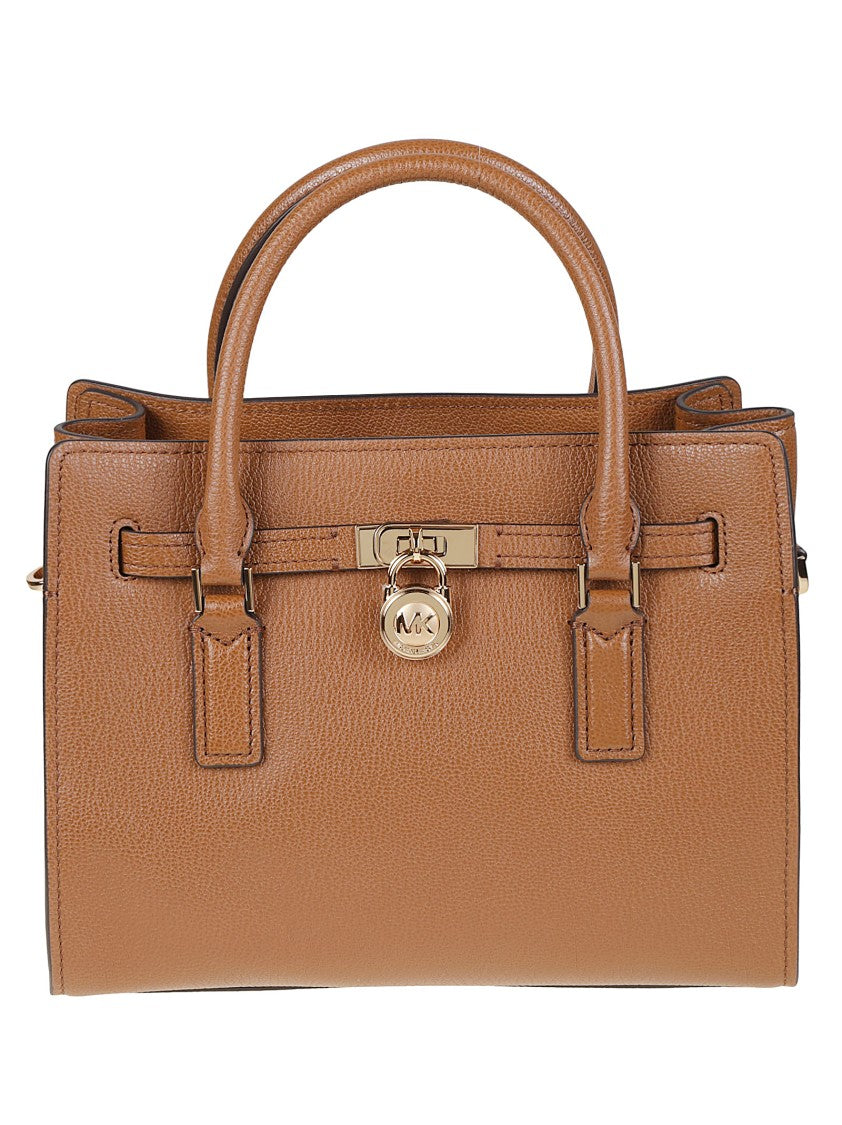 Michael Kors Small Hamilton Textured Leather Gold-Tone Satchel