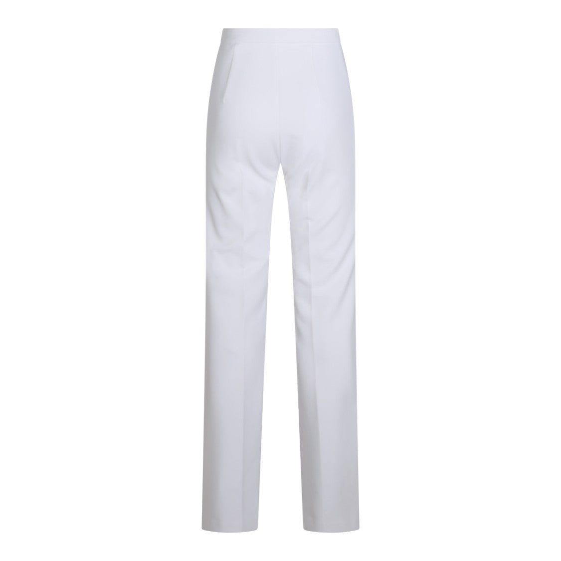 Elisabetta Franchi Ivory Wide-Leg Trousers With Gold-Tone Accents
