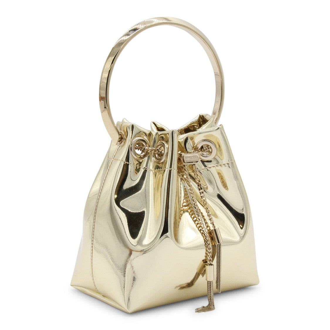 Jimmy Choo Gold Leather Bon Bon Satchel With Rigid Handle
