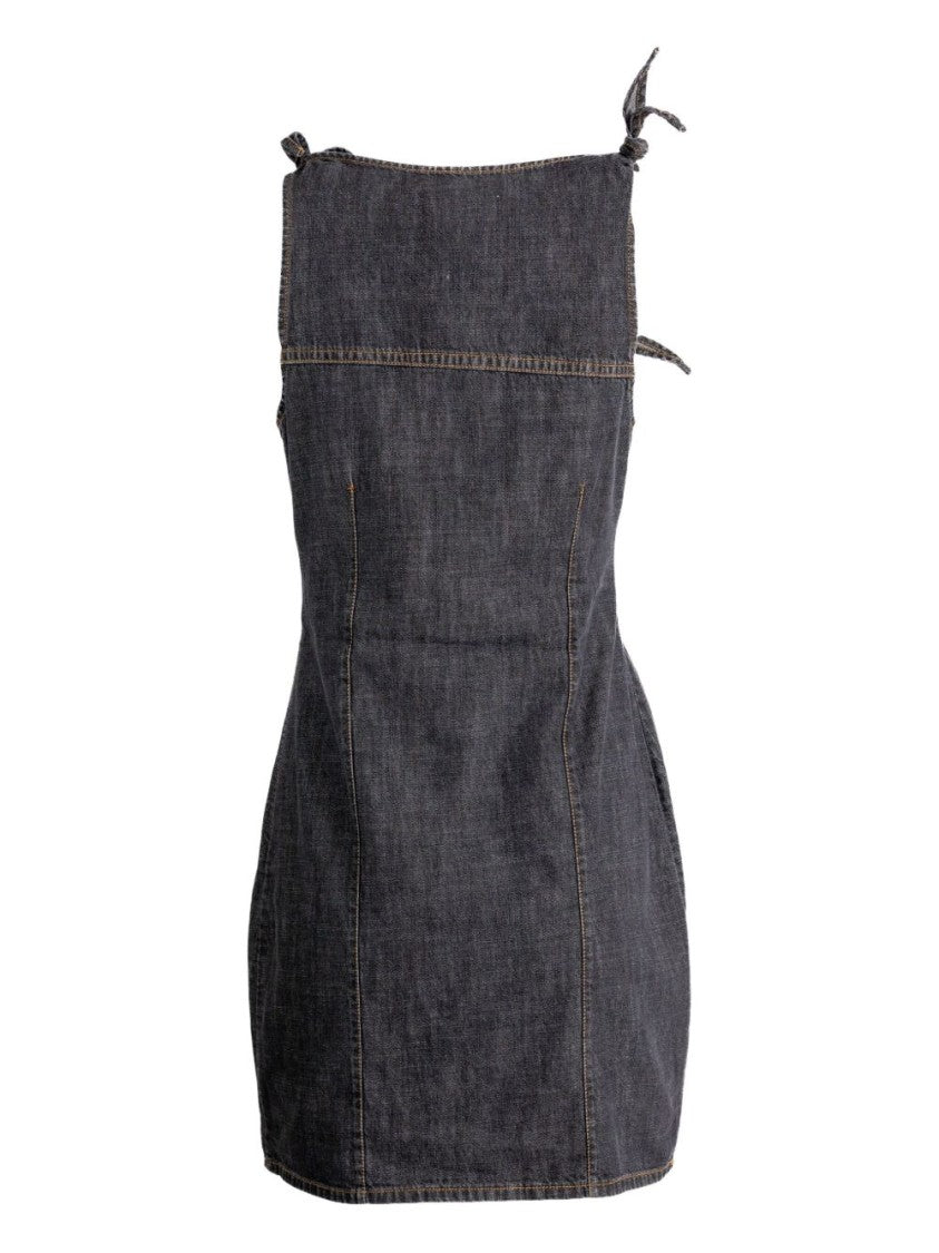 Coperni Grey Floral Detail Tie Sleeveless Dress