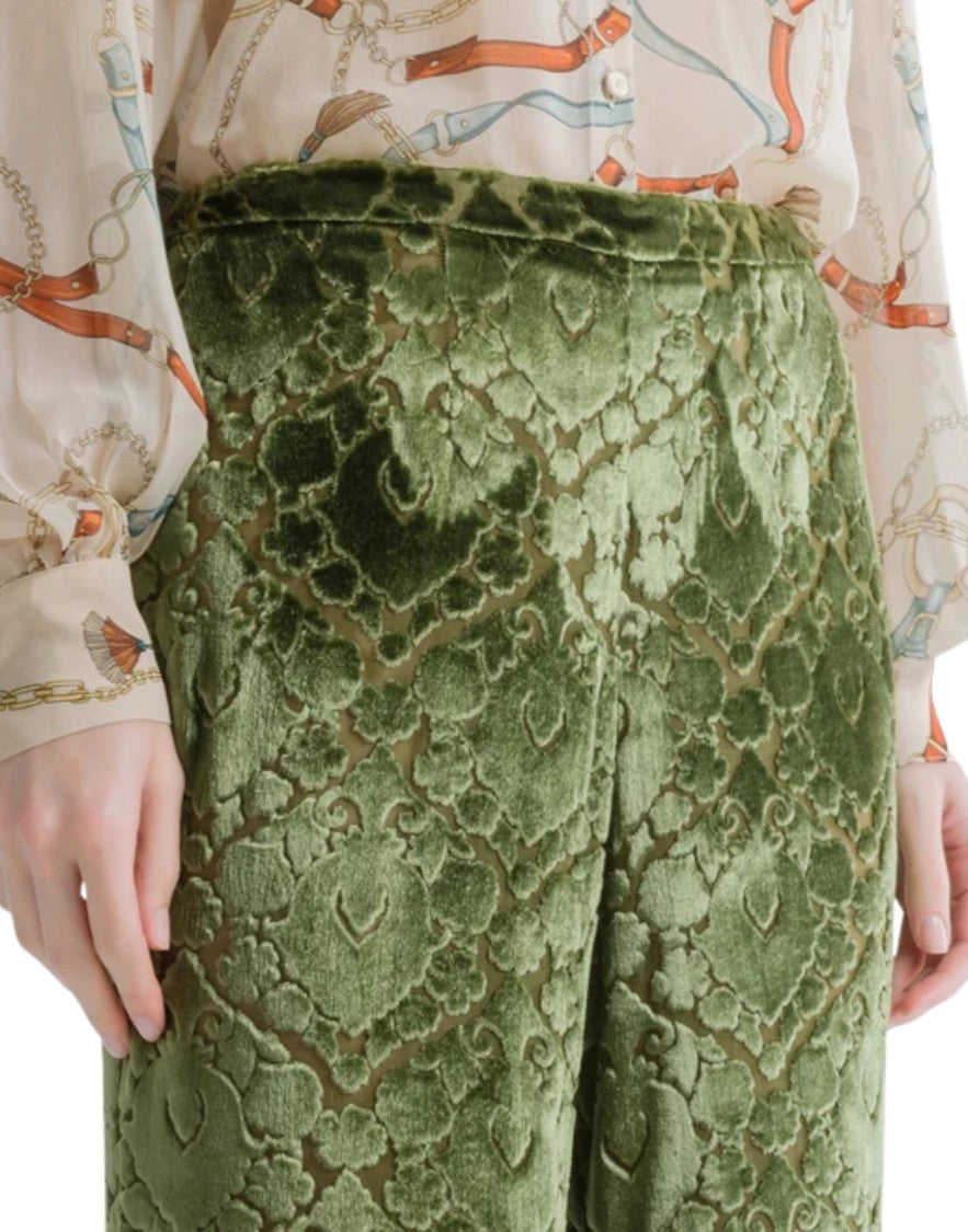 Forte Forte Leaf Green Floral Viscose-Blend Straight-Leg Pants