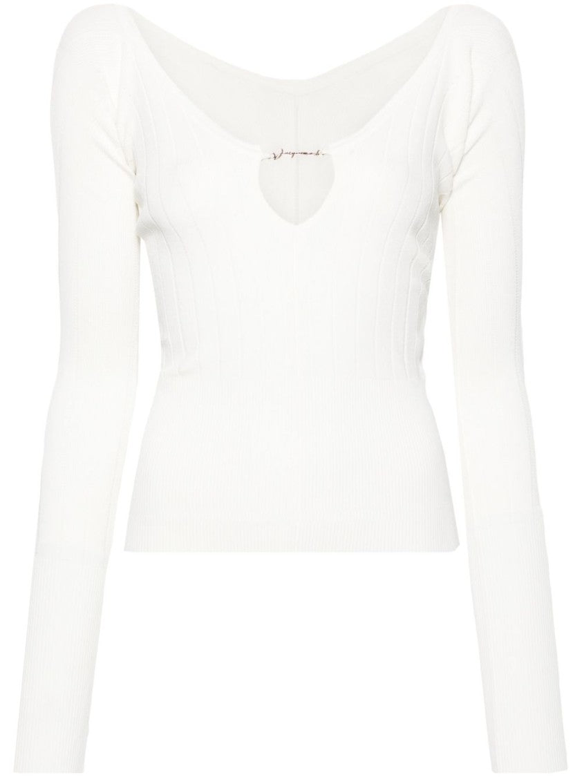 Jacquemus Matte White Ribbed Viscose T-Shirt