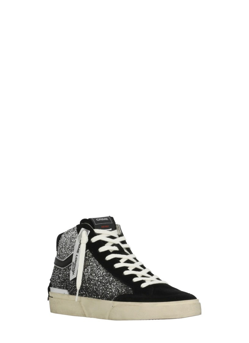 Crime London Black Sk8 Recut Glitter Sneakers