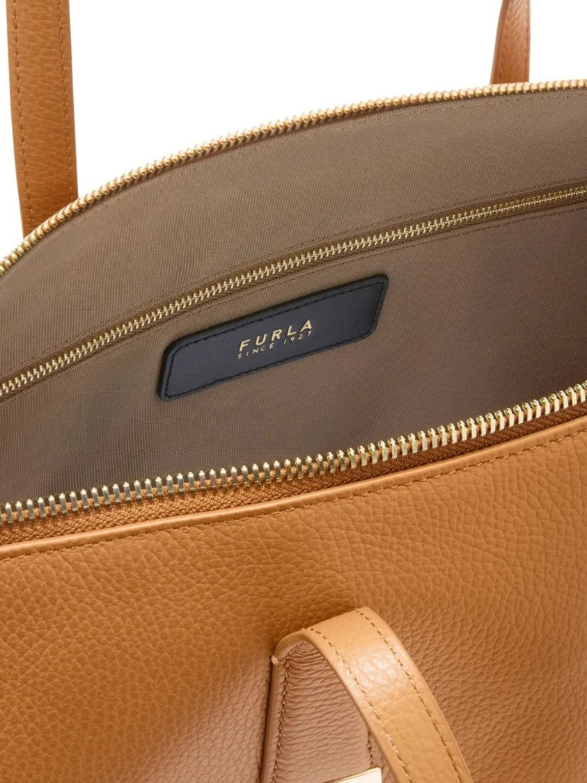 Furla Olivia L Tote Structured Brown Leather Tote