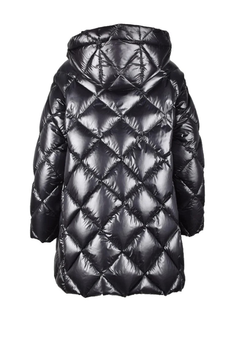 Annie Paris Shiny Quilted Down Jacket With Hood