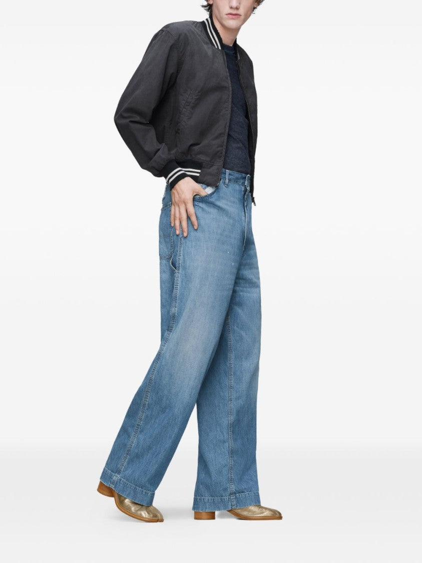 Maison Margiela Wide-Leg Denim Jeans With Light Blue Wash And Unique Stitching