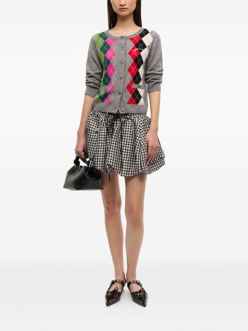 Ganni Checked Button Cardigan