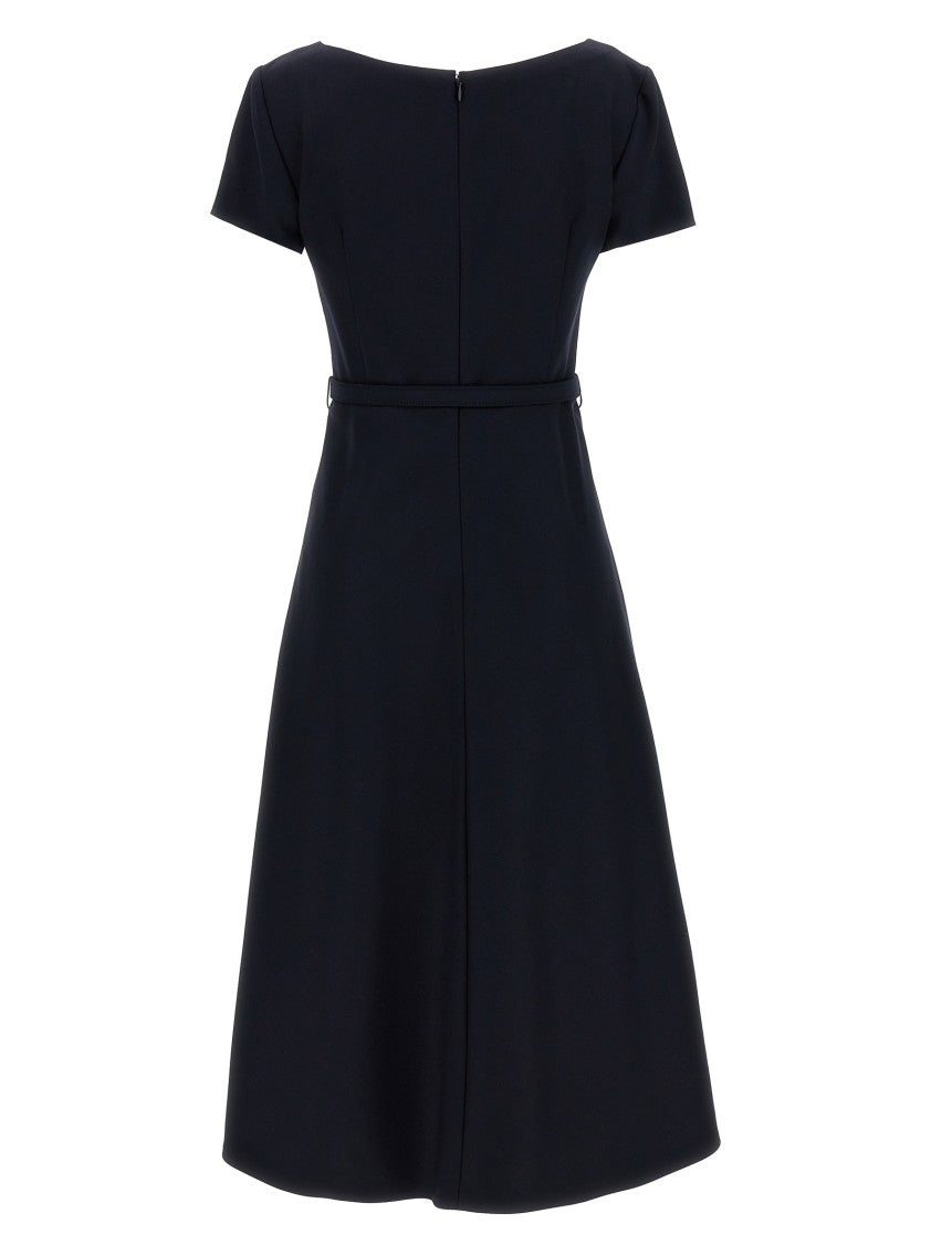 Alessandra Rich Light Wool Midi Dress With Belted Waist