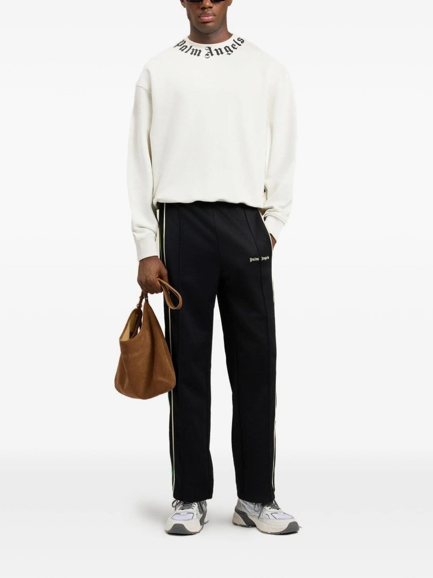 Palm Angels White Neck Logo Regular Cotton Sweatshirt