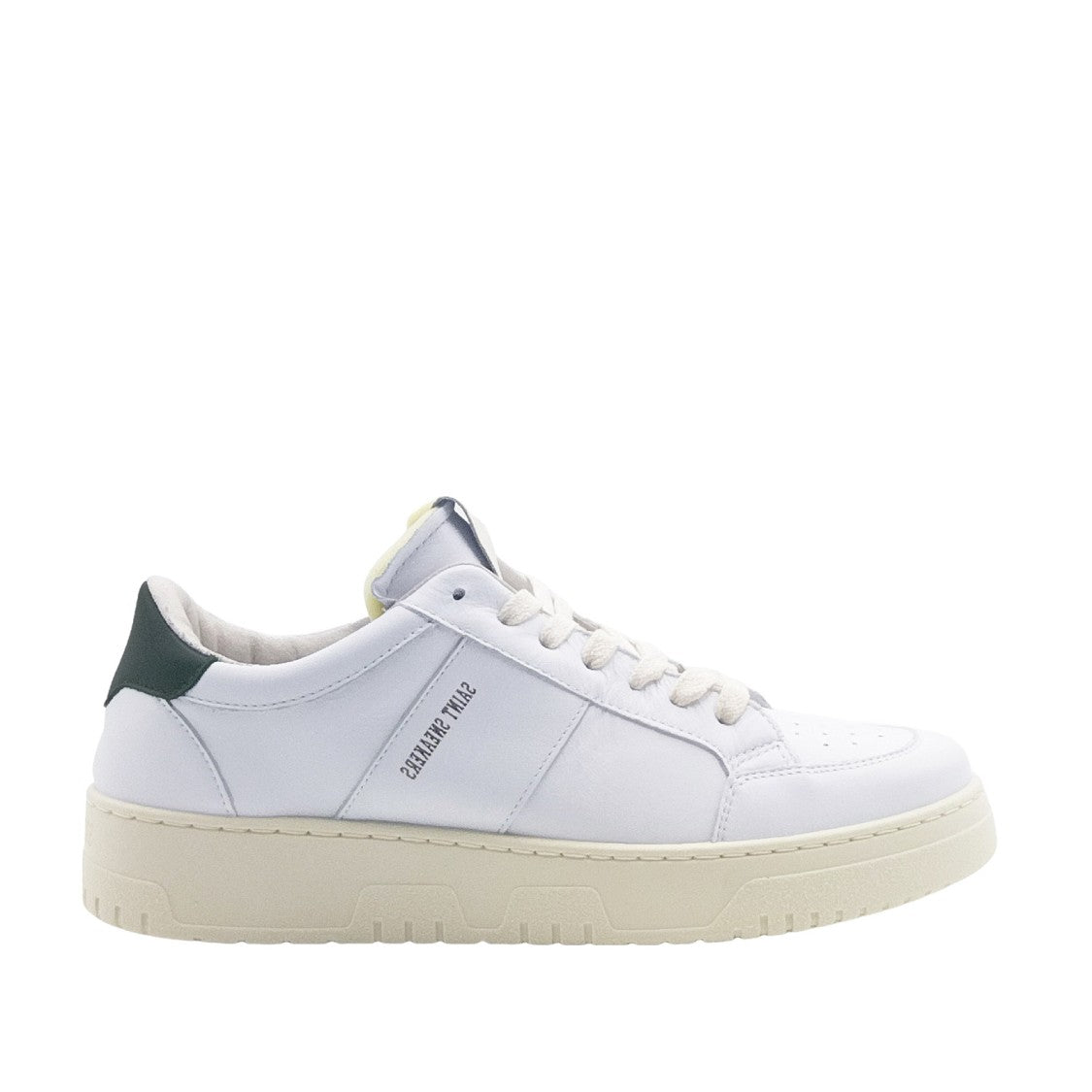 Saint Sneakers White Leather Sneakers With Contrasting Green Top