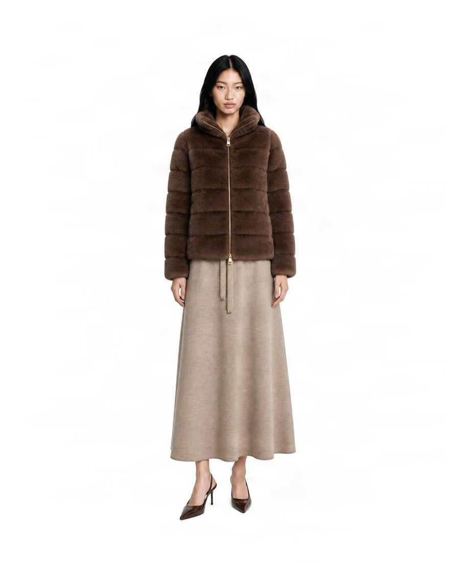 Herno Mid-Length Flannel Skirt With Elastic Drawstring Waist