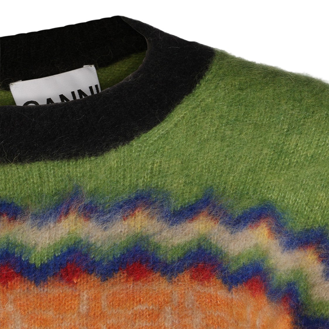 Ganni Vibrant Zigzag Fuzzy Knit Sweater
