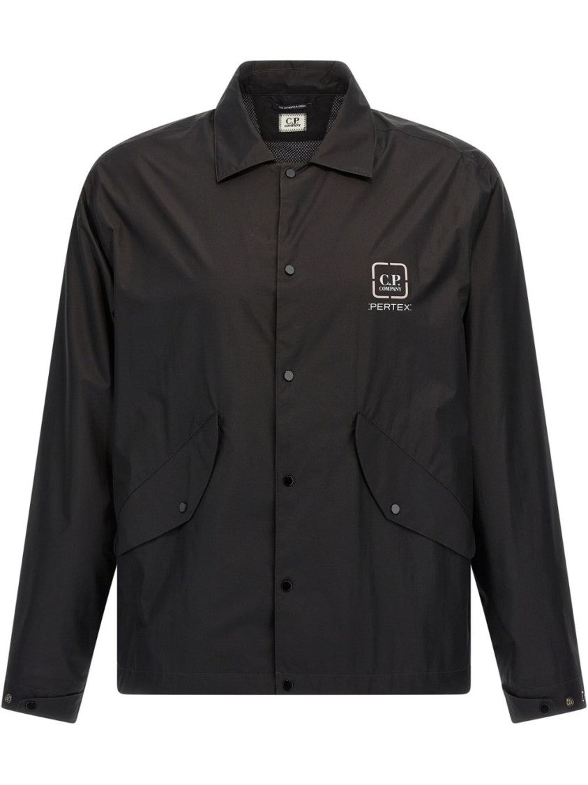 C.P. Company Black Shirt With Press-Stud Fastening And Logo Detail