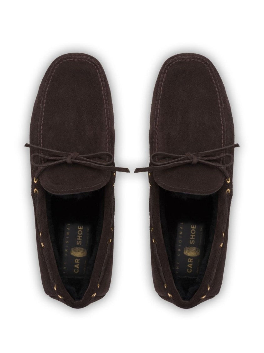 Car Shoe Rich Suede Loafers With Moccasin Design